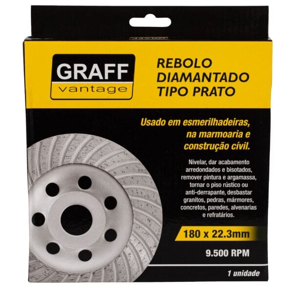 REBOLO DIAMANTADO TIPO PRATO 180 X 22,30 GRAFF VANTAGE