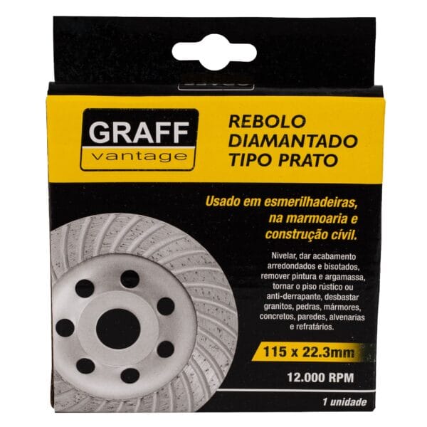 REBOLO DIAMANTADO TIPO PRATO 115 X 22,30 GRAFF VANTAGE