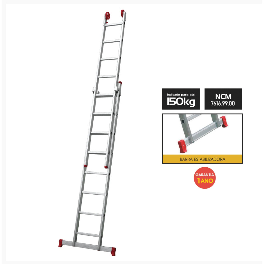 ESCADA EXTENSIVA ALUMINIO 8 X 2 DEG BTF ESC0617 - Imagem 2