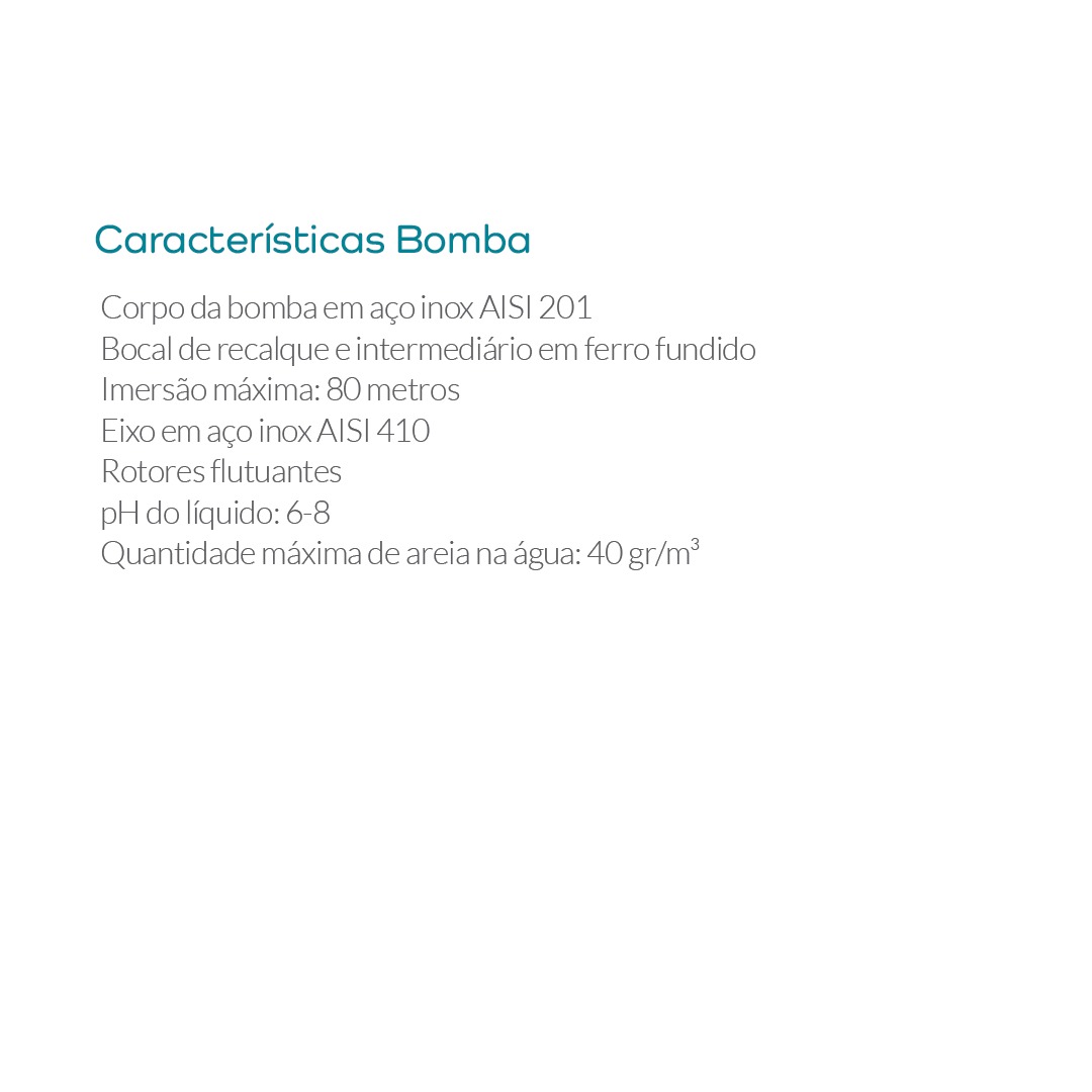 MB SUB.CENTRIFUGA P/AGUA 3'' 3QJD(N) 2/10 0,5 HP MON 220V PD LEPONO - Imagem 4