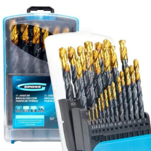 JOGO DE BROCAS ACO RAPIDO REVESTIMENTO DE NITRETO DE TITANIO 1-13MM 25PCS GROSS 7232355