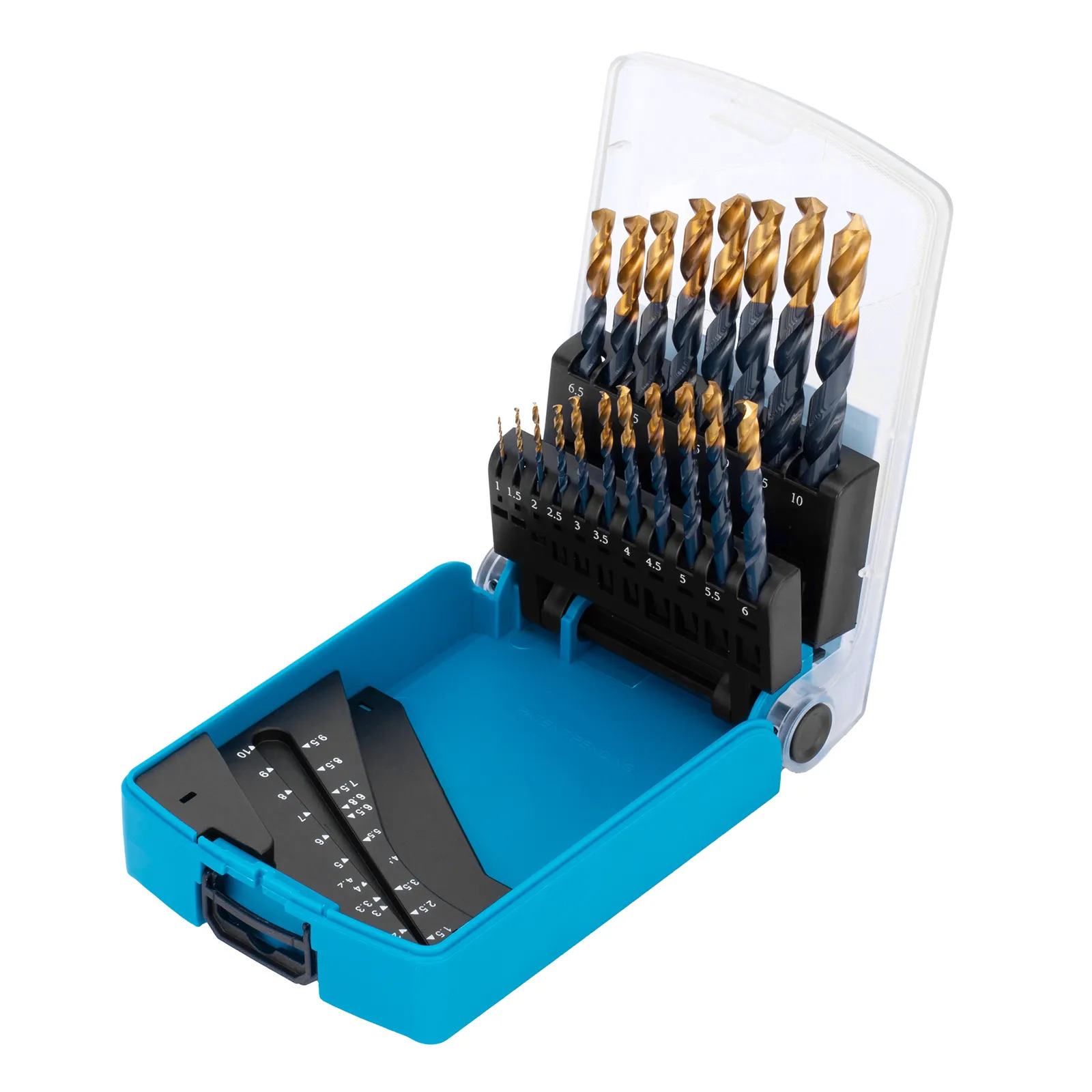 JOGO DE BROCAS ACO RAPIDO REVESTIMENTO DE NITRETO DE TITANIO 1-10MM 19PCS GROSS 7232155