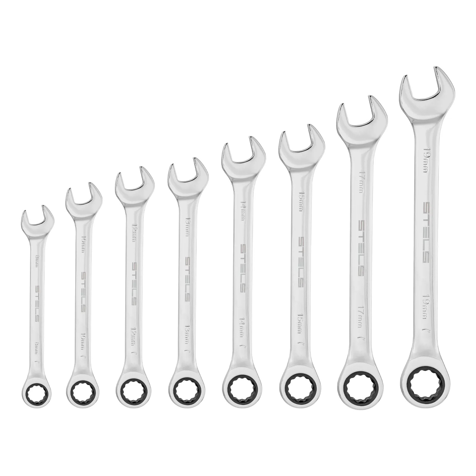 JOGO DE CHAVE COMBINADA C/ CATRACA CRV 8PCS STELS 1451455 - Imagem 2