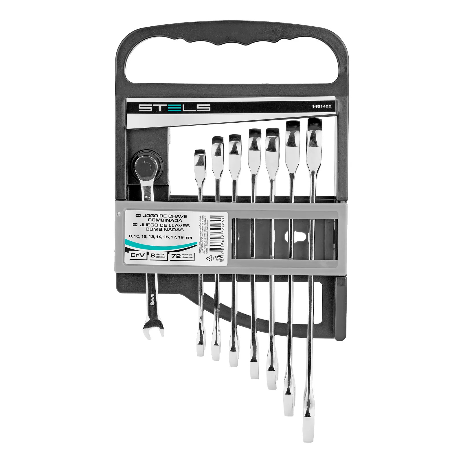 JOGO DE CHAVE COMBINADA C/ CATRACA CRV 8PCS STELS 1451455